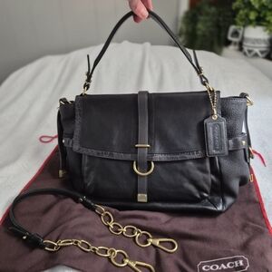 Coach Pinnacle Eva Satchel #18664 Black Leather Croc Embossed, Dust Bag & Strap
